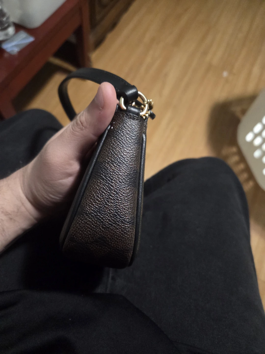Coach Brown Signature Print Leather Wristlet Pouch - photo 4