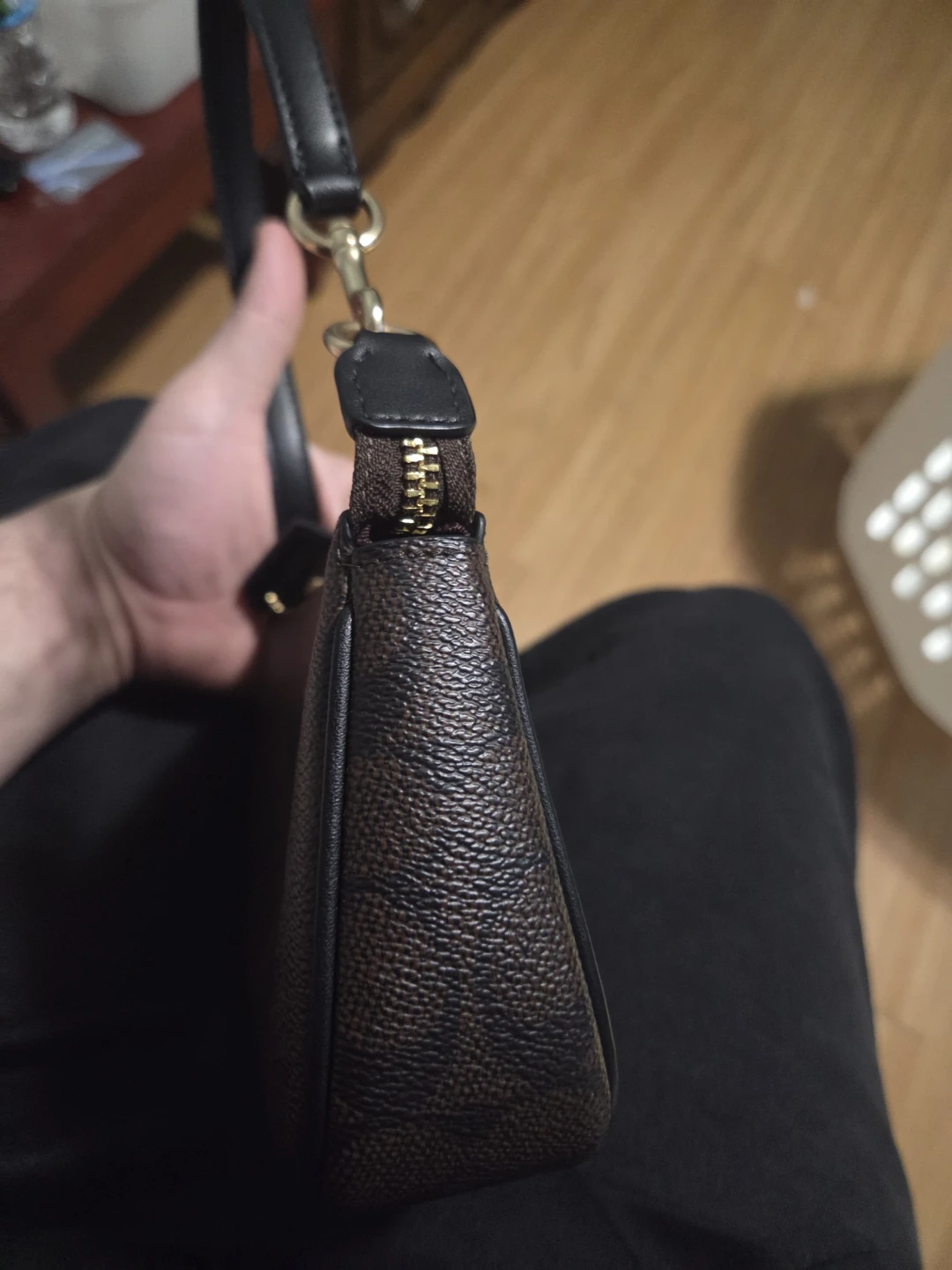 Coach Brown Signature Print Leather Wristlet Pouch - photo 5