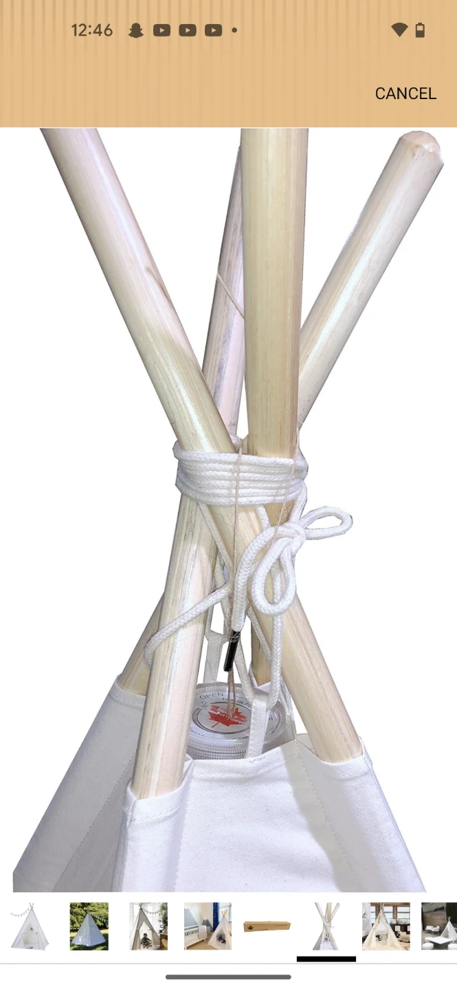 White Cotton Teepee Tent for Kids - photo 4