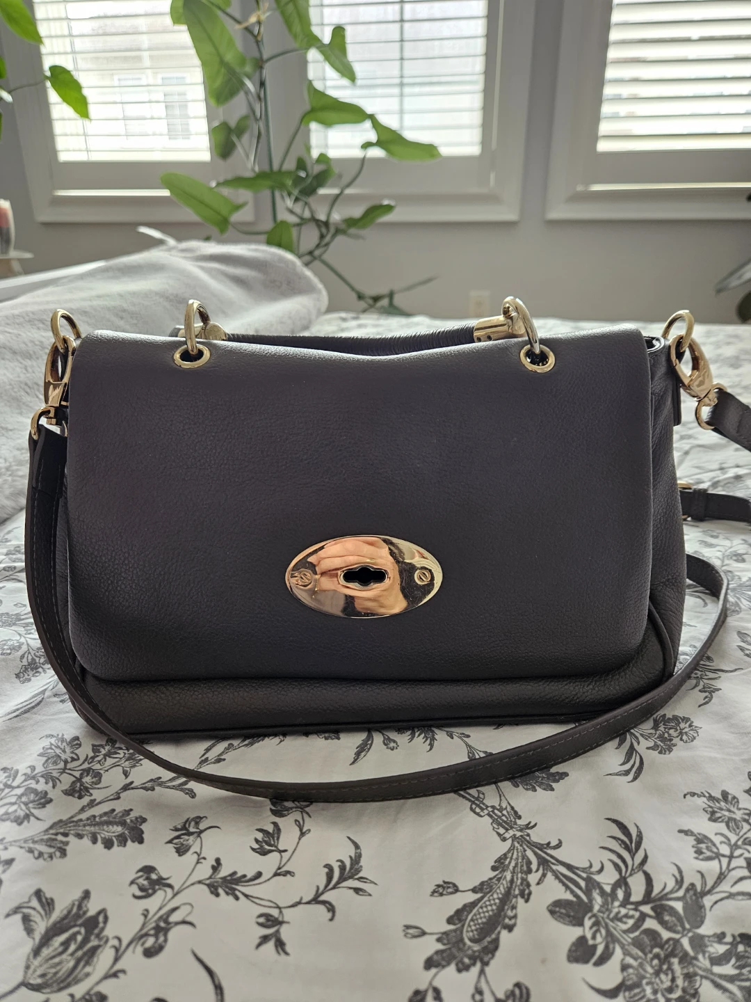 Pewter grey Leather Satchel Handbag - photo 4