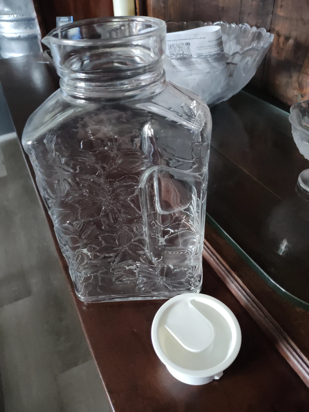 Embossed Glass Pitcher with Lid - photo 2