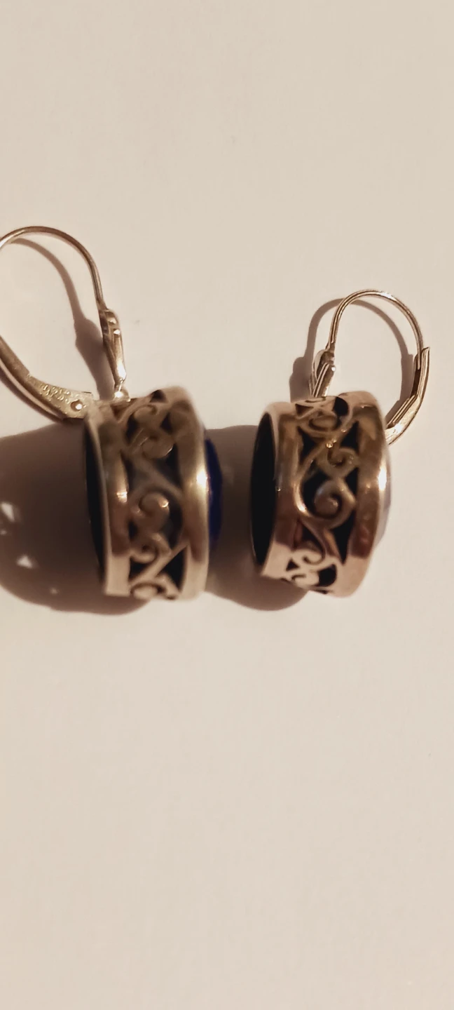 Sterling Silver 925 Genuine Lapis Lazuli Leverback Earrings - photo 4