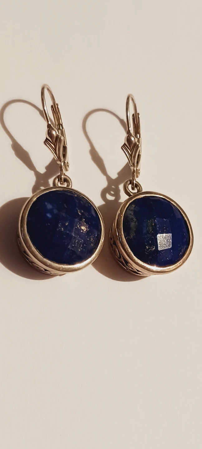 Sterling Silver 925 Genuine Lapis Lazuli Leverback Earrings - photo 5