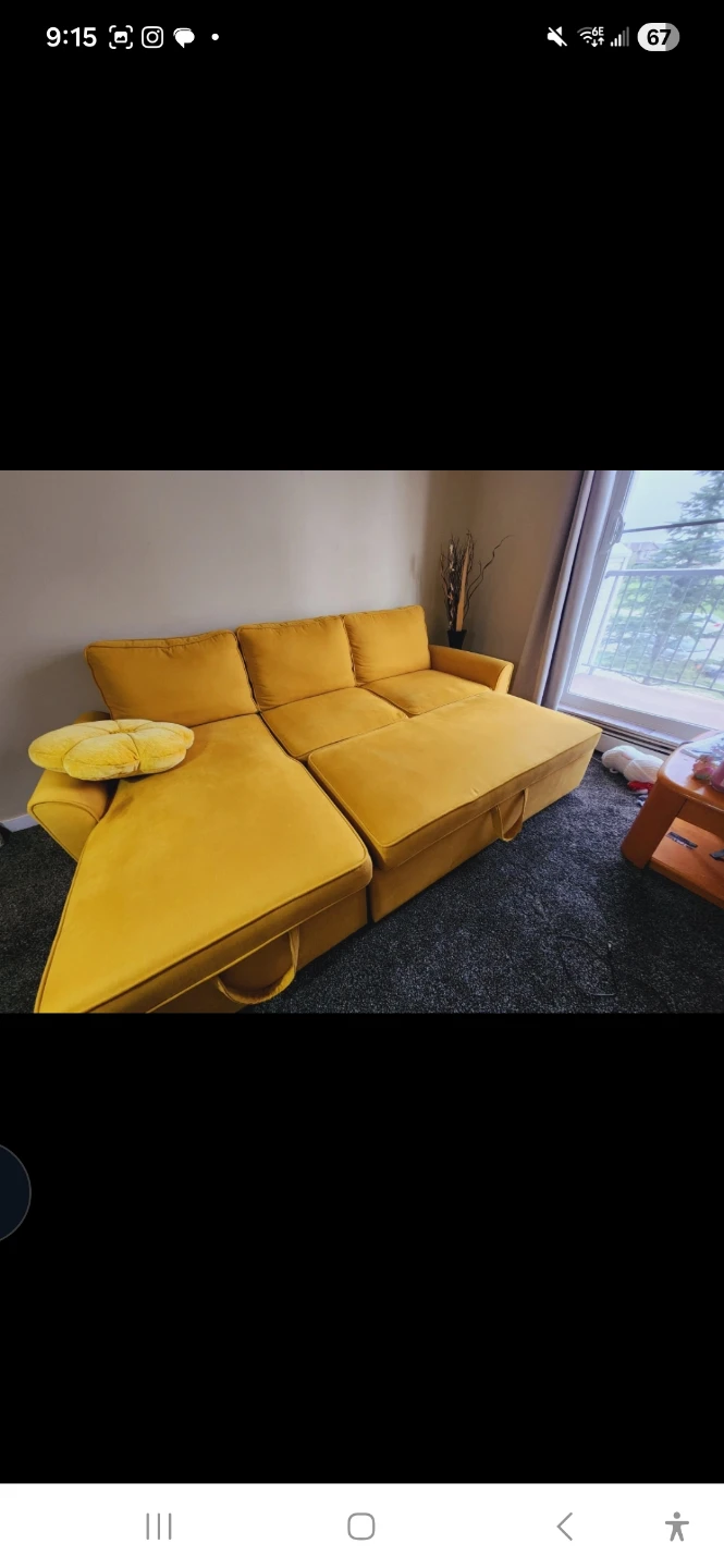 Yellow Sectional Sofa with Storage - photo 4