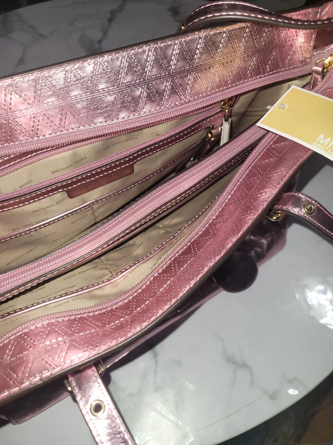 Michael Kors Rose Gold Metallic Tote Bag - photo 4