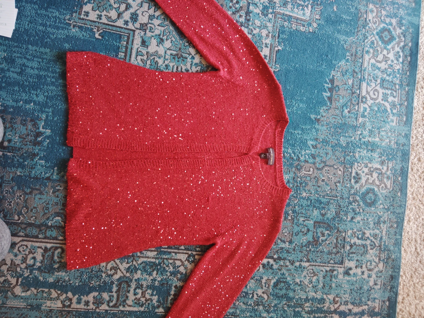 Red Sequin Cardigan