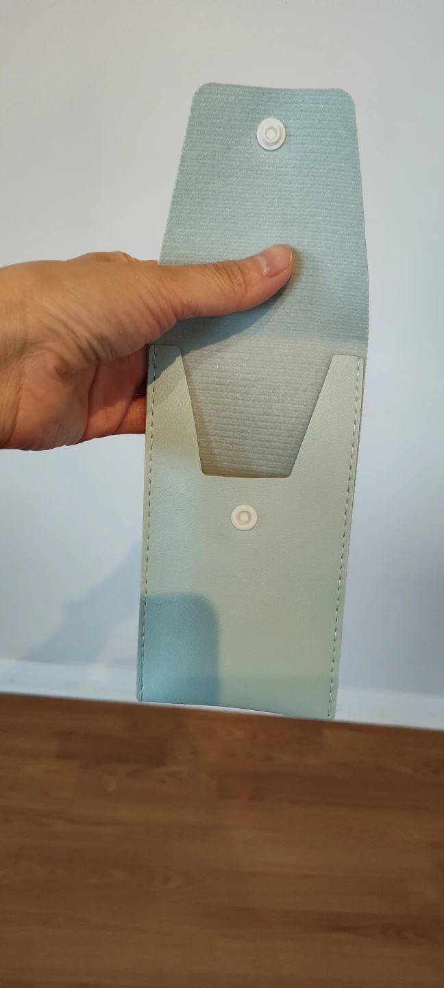 Light Blue Faux Leather Pouch with Snap Closure