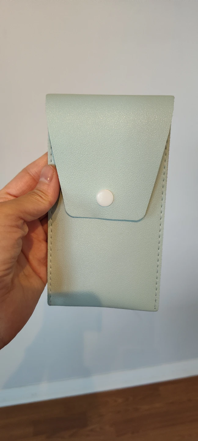 Light Blue Faux Leather Pouch with Snap Closure - photo 2