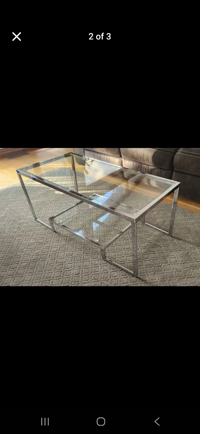 Glass Top Coffee Table with Chrome Frame - photo 2