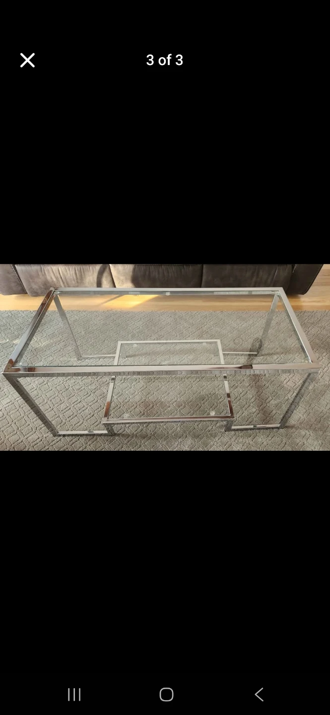 Glass Top Coffee Table with Chrome Frame - photo 3