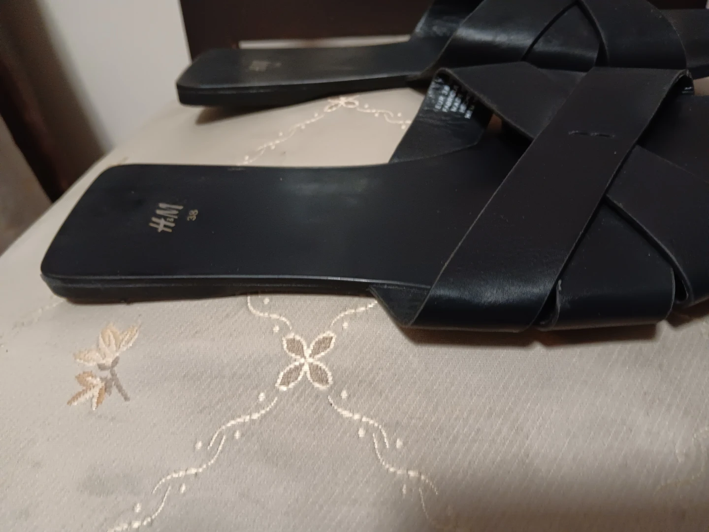 H&M Black Crossover Strap Slides - Size 38