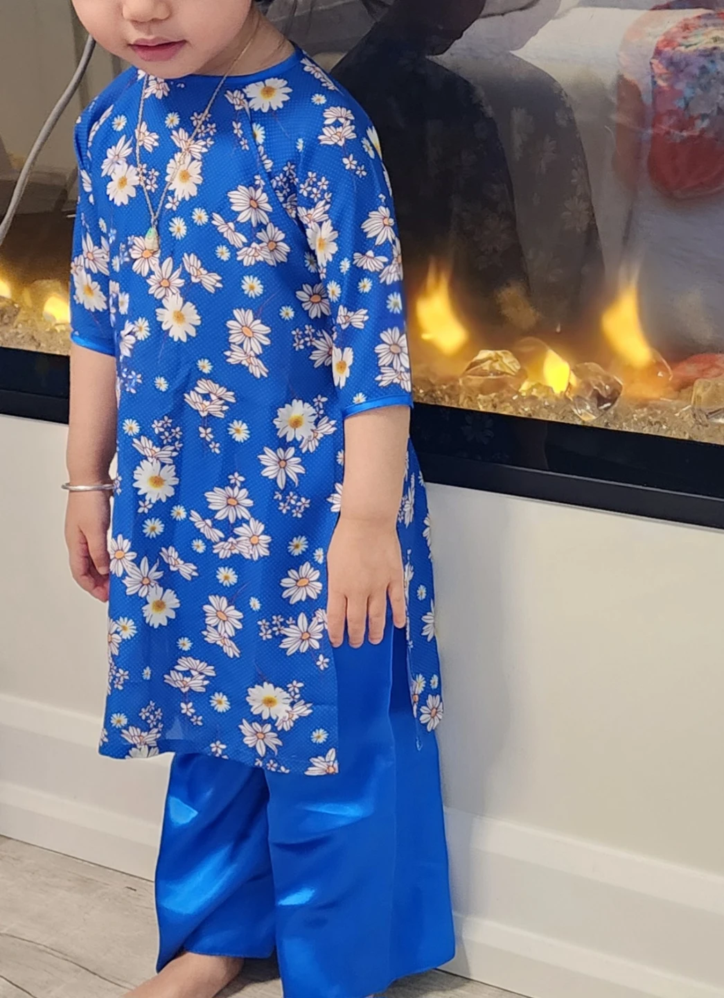 Blue Floral Vietnamese AO Dai - Size 1 - photo 4