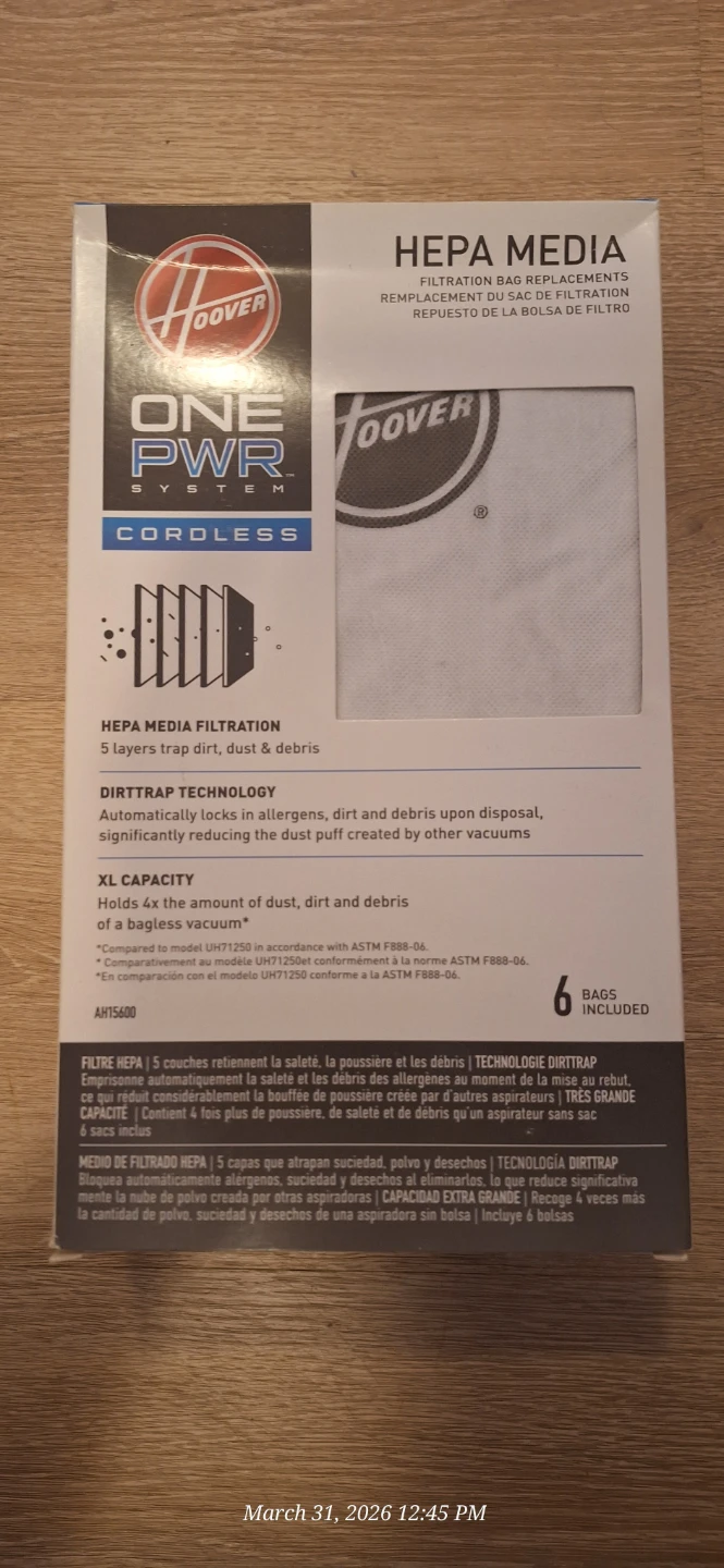 Hoover onepwr hepa filter bags AH15600 - photo 2