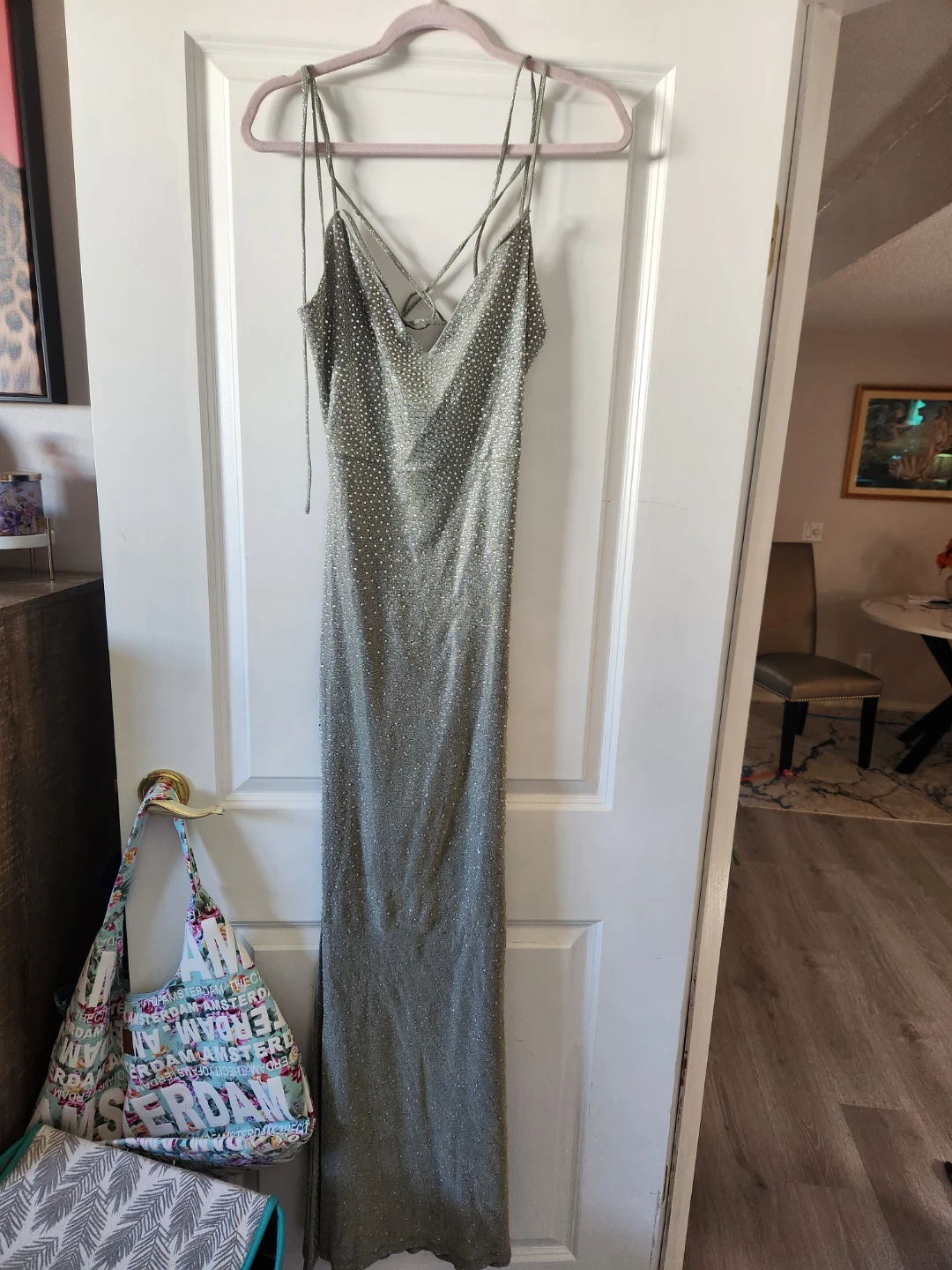 Sparkly Silver Maxi Dress M