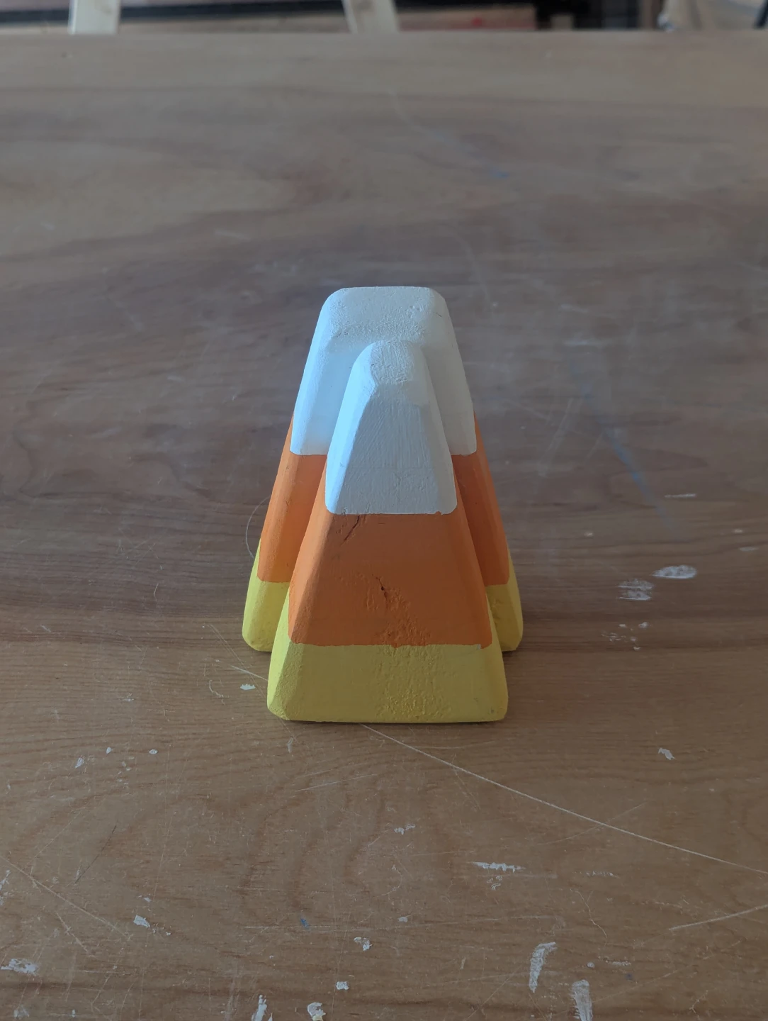 Handmade Pair of 5.5" Candy Corn Tabletop Decor