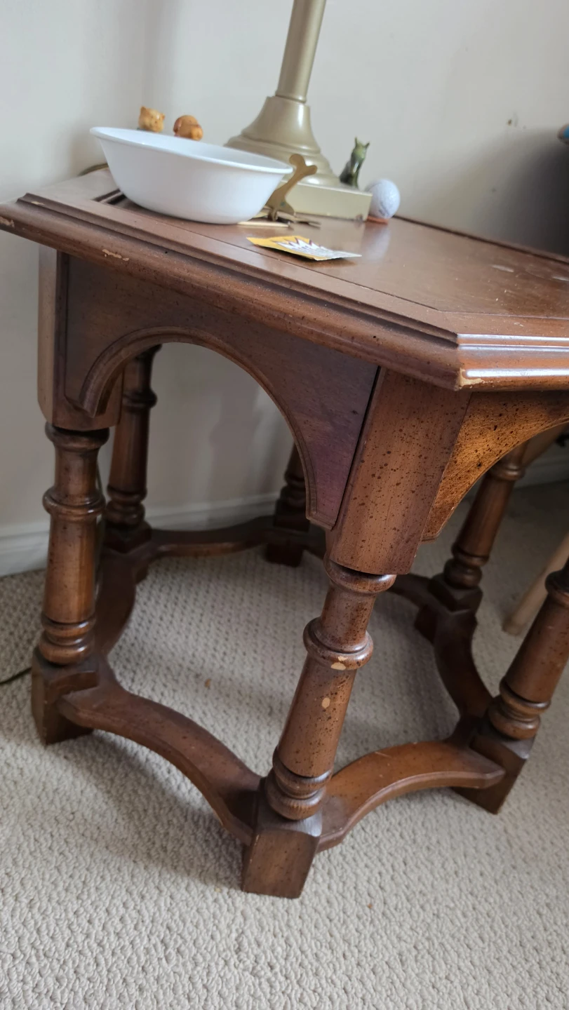 Wooden Hexagonal Side Table