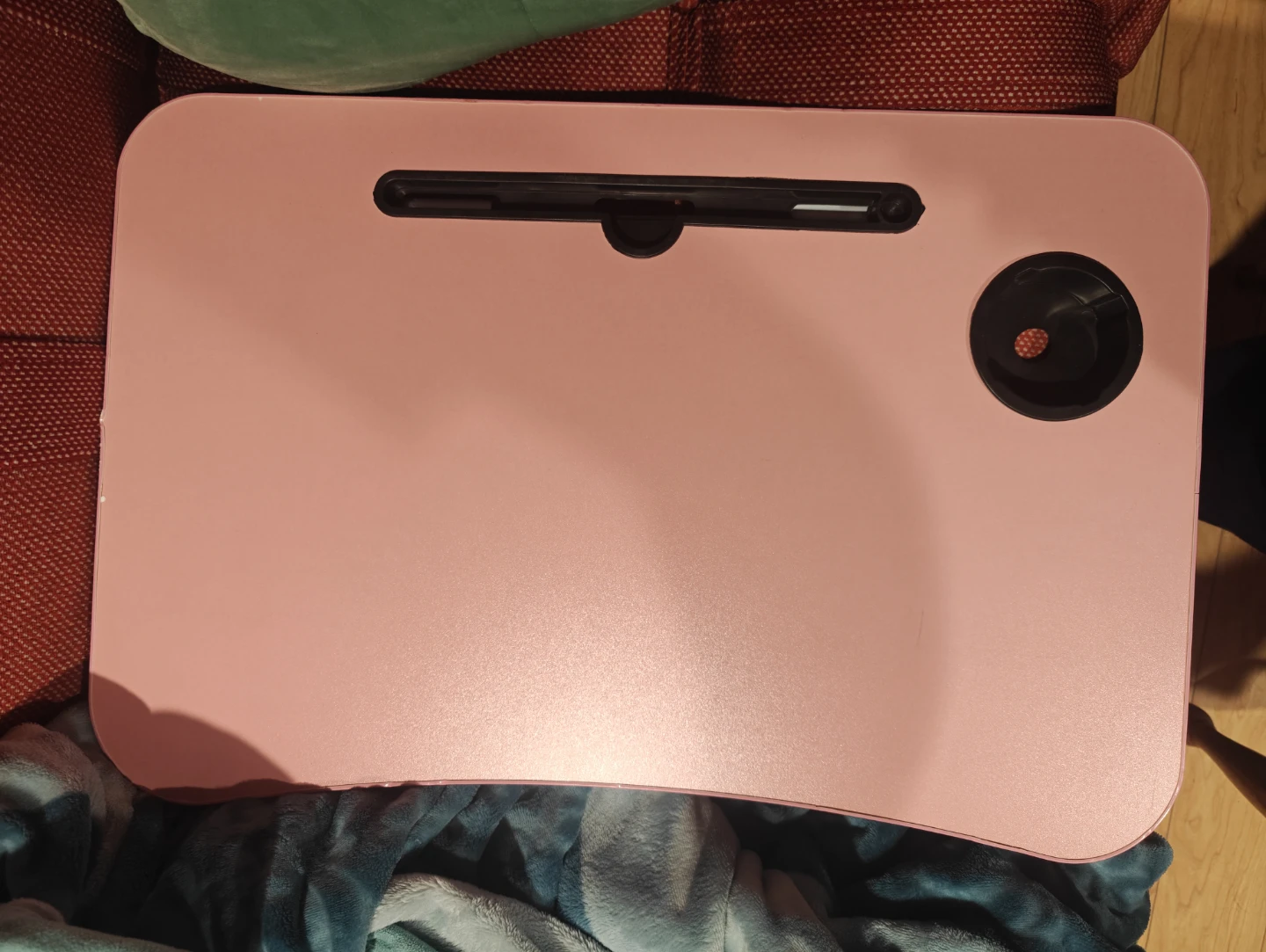 Pink Foldable Laptop Lap Desk with Tablet Stand and Drawer