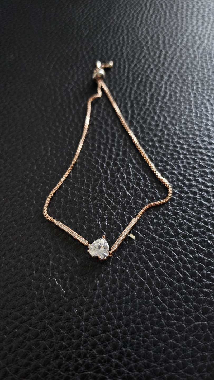 Heart Charm Bracelet with Rose Gold Chain