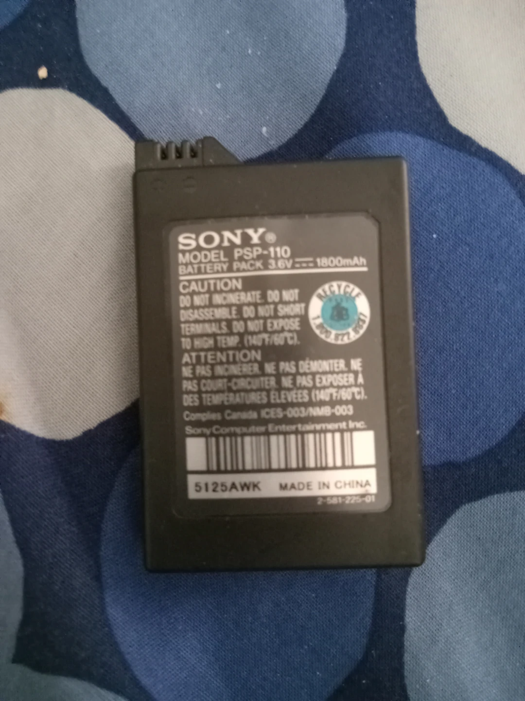Sony PSP-110 Battery Pack 3.6V 1800mAh