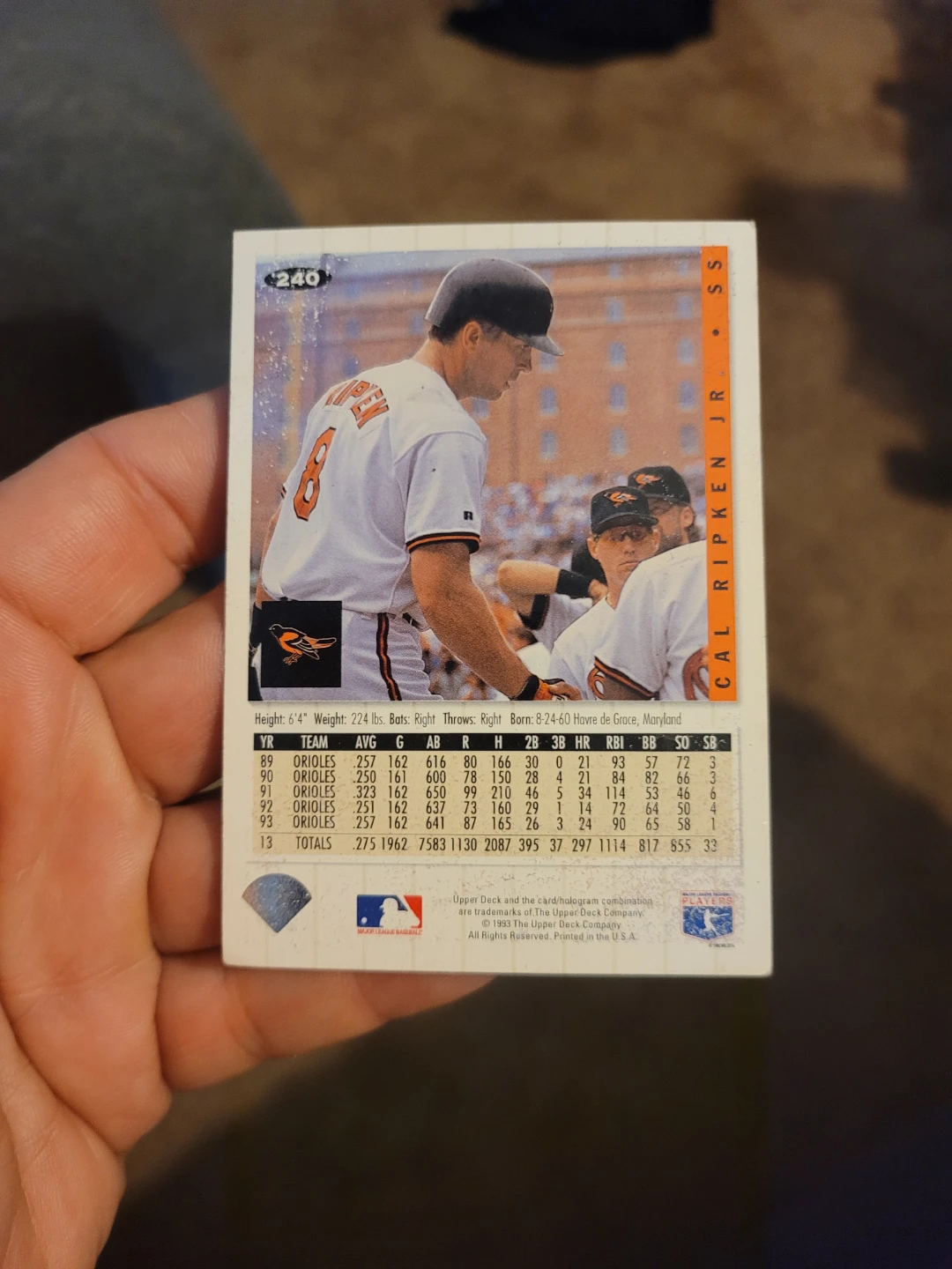 Cal Ripken Jr. 1993 Upper Deck Baseball Card - photo 2