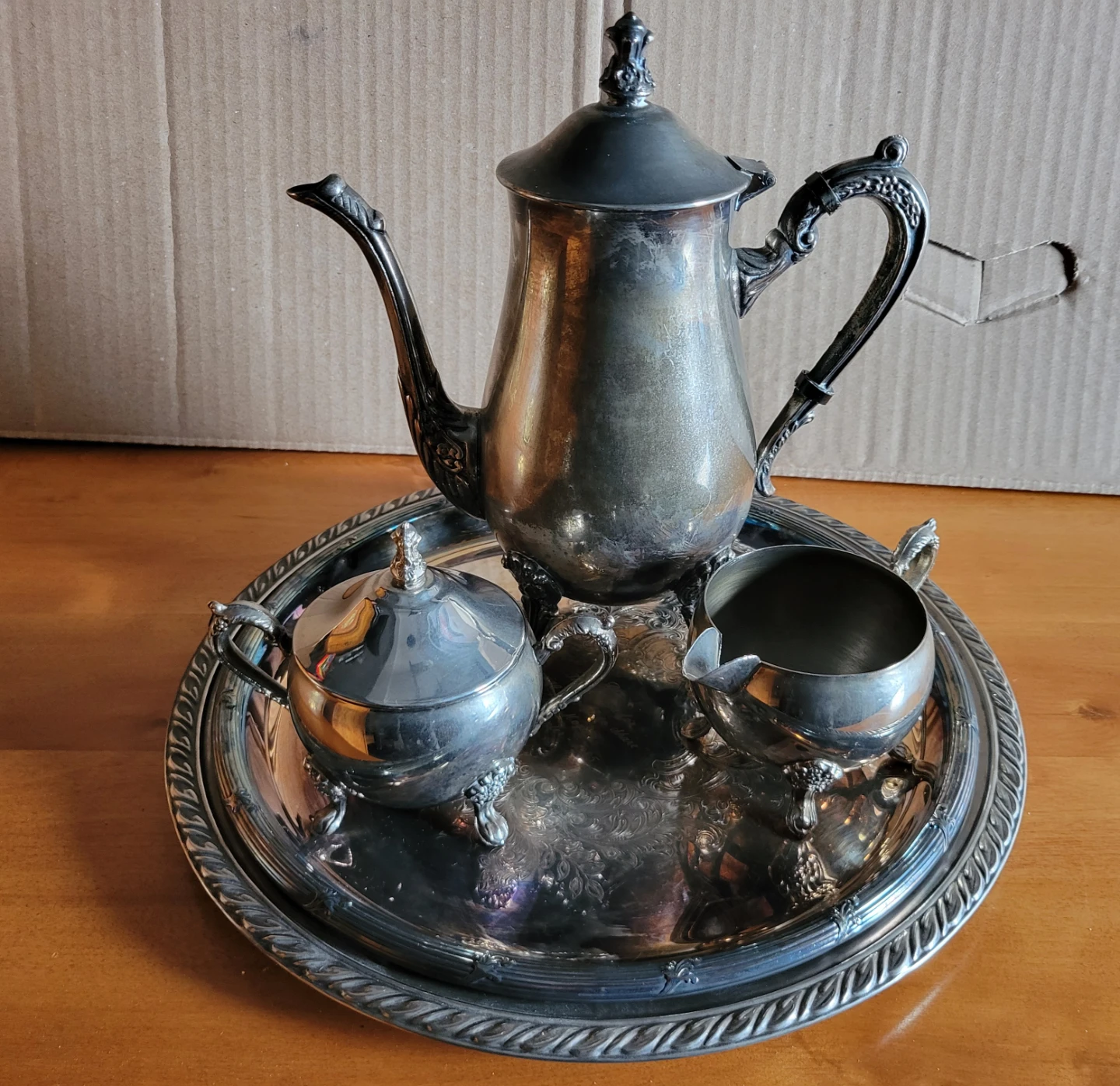 Vintage Silver-Plated Tea & Coffee Service Set / Matching Trays - photo 2