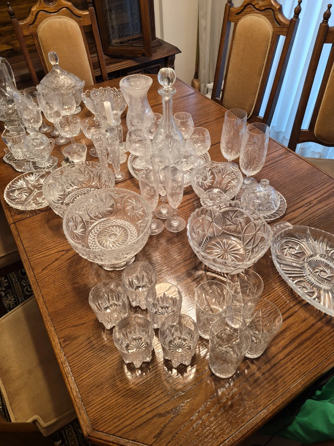 Large Crystal Set - Vintage Pinwheel Cut Glass - photo 5