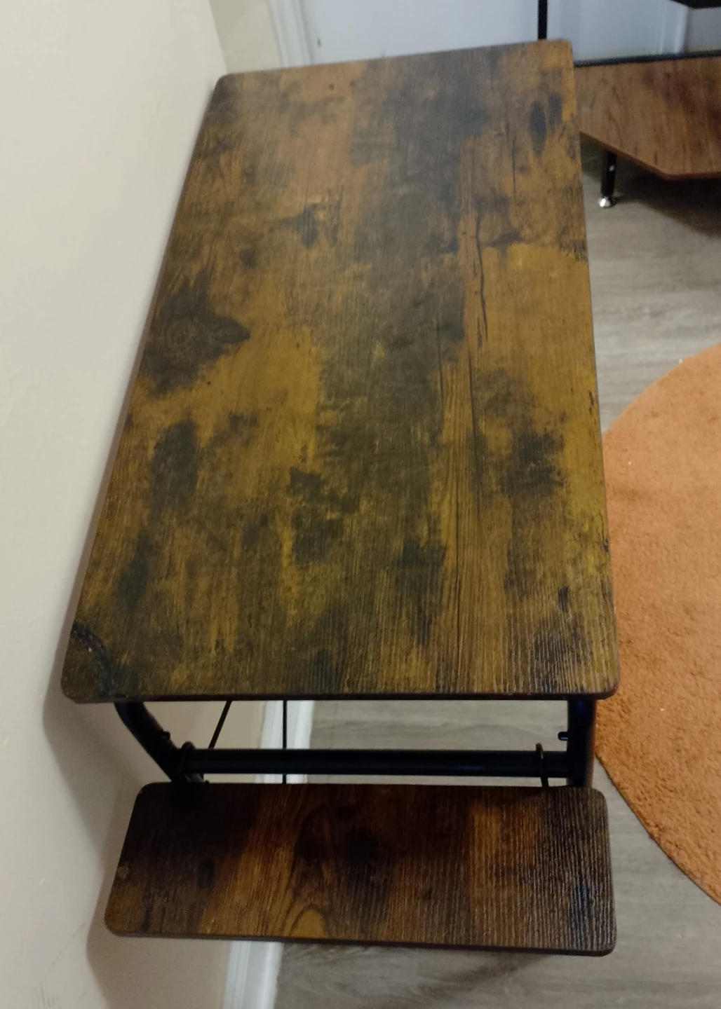 Rustic Wood Grain Desk with Black Metal Frame - photo 3
