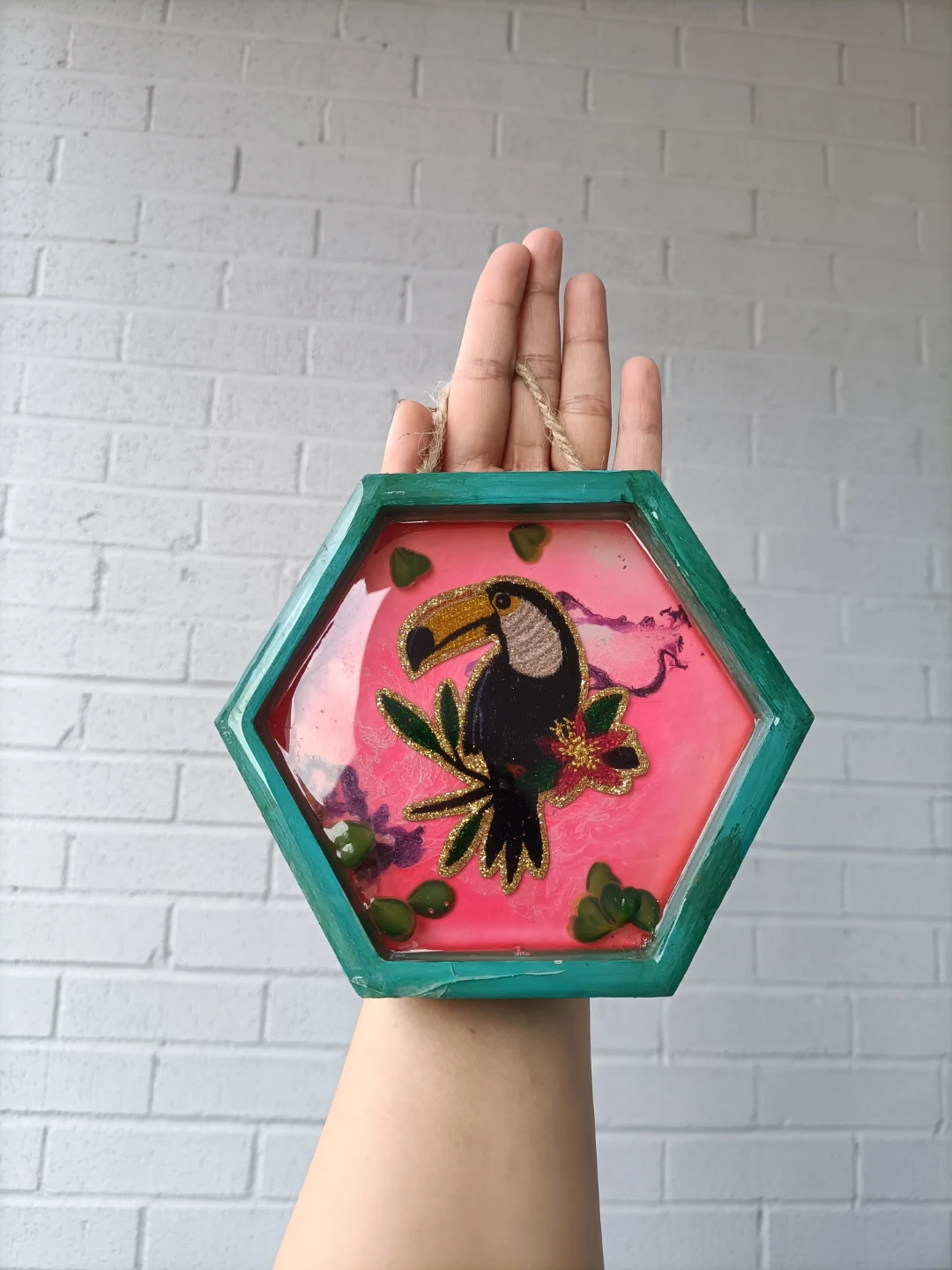 Handmade Toucan Hexagon Wall Art