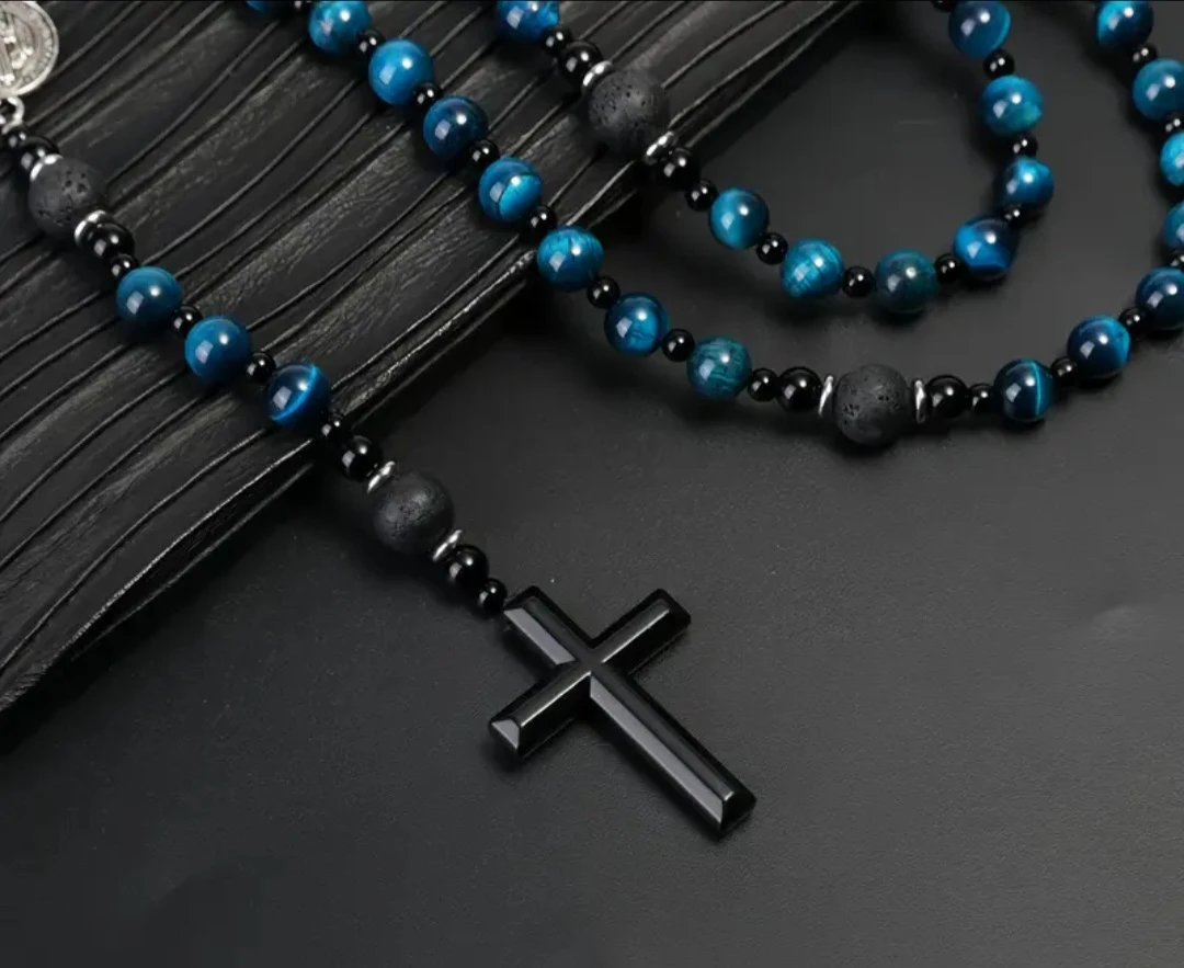 Rosary Beads Necklace with Cross Pendant