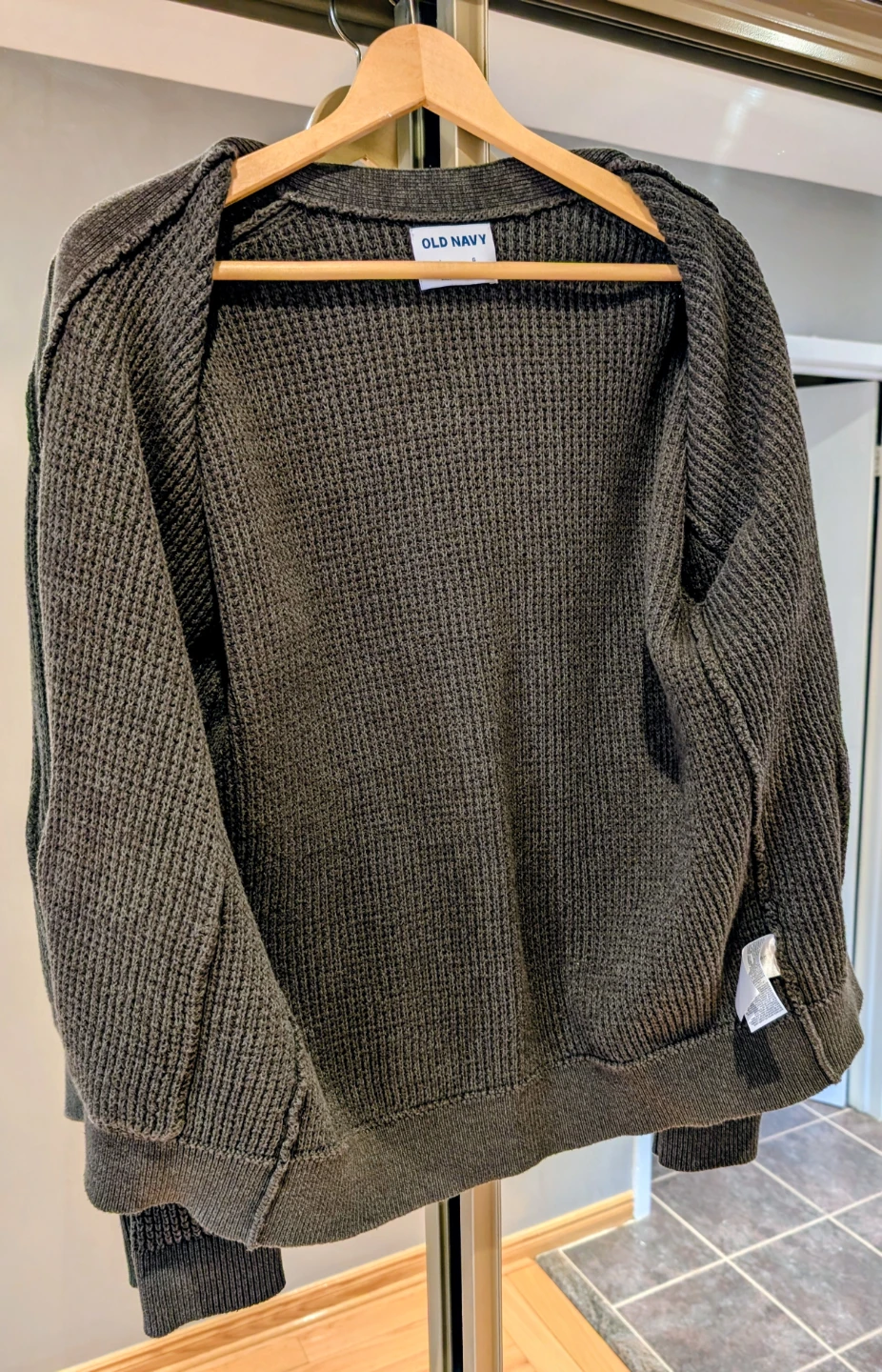 Old Navy Men's Dark Green Waffle Knit Cardigan - photo 2
