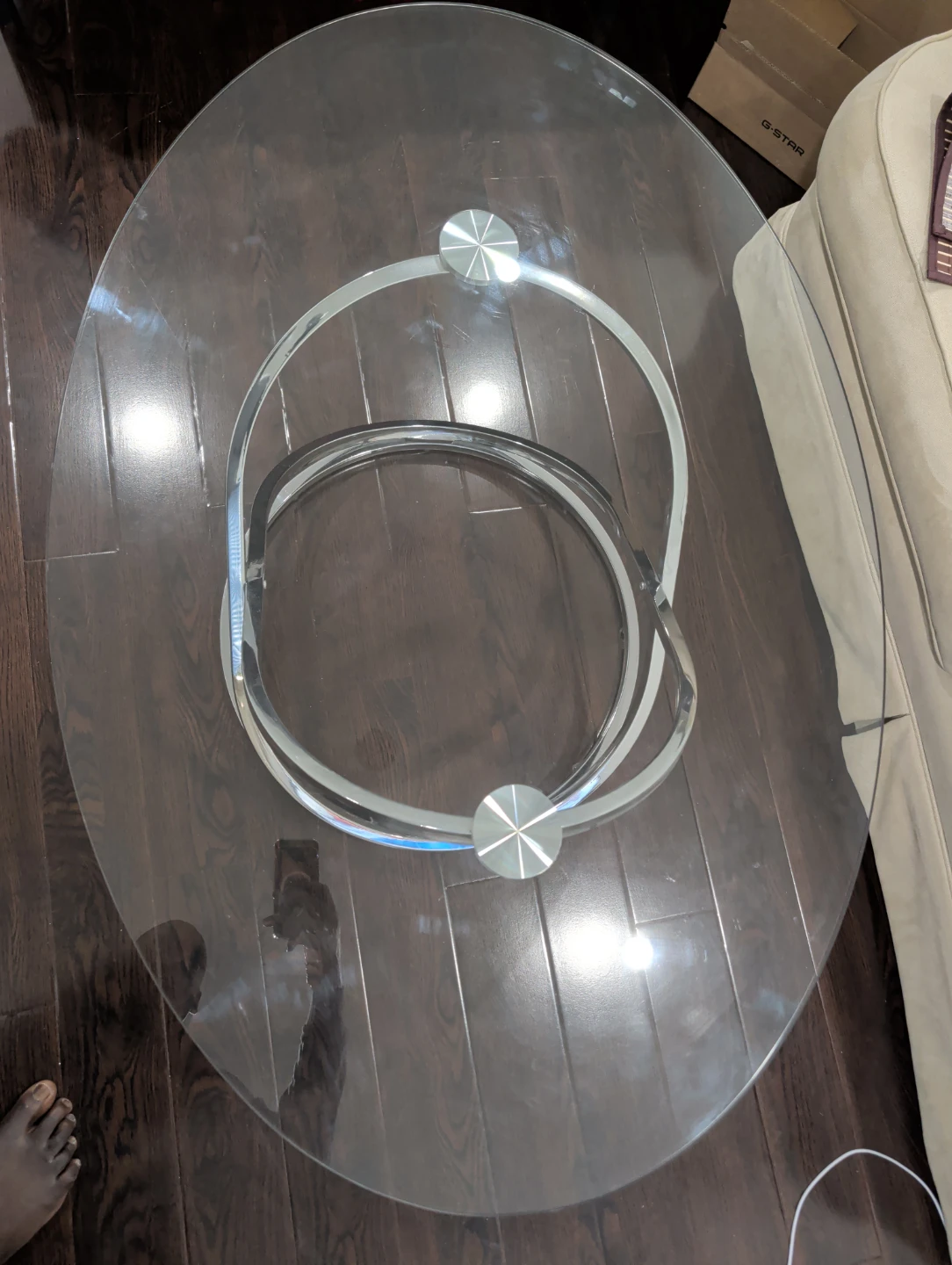 Oval Glass Coffee Table with Chrome Base
