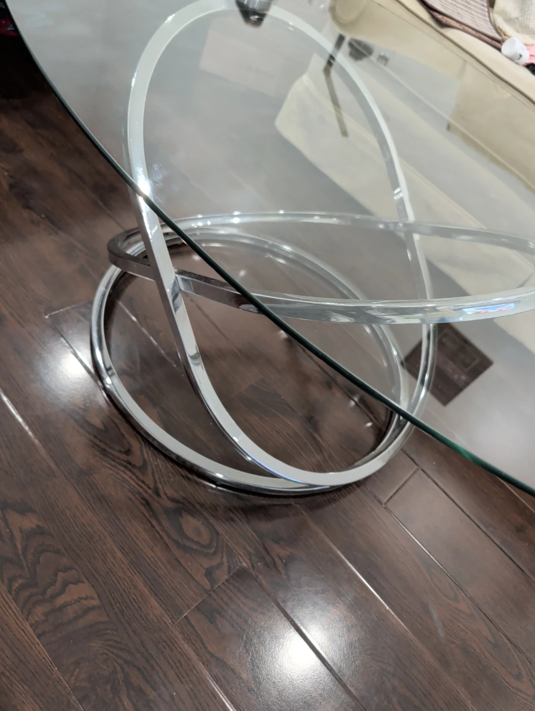 Oval Glass Coffee Table with Chrome Base - photo 2