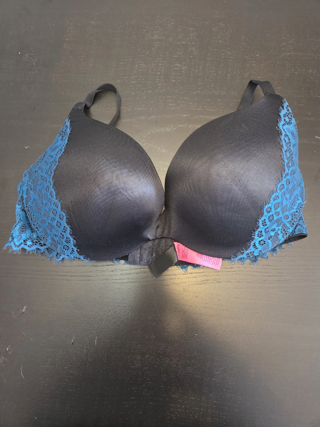 La Senza Push-Up Bra - Black & Blue Lace - Size 36D - photo 2