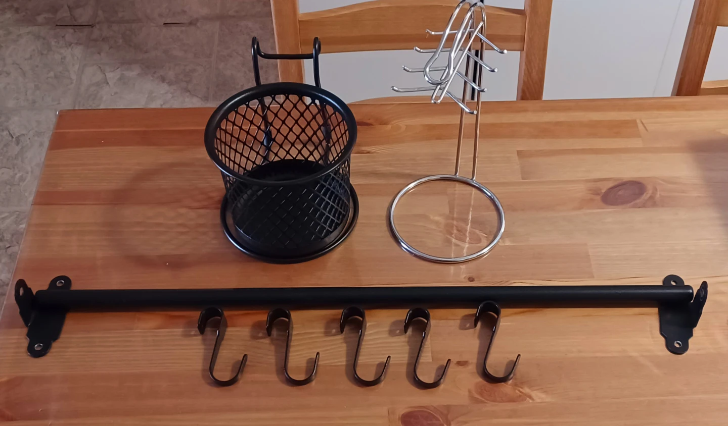 Kitchen Utensil Holder, Mug Tree, and Wall Hook Set