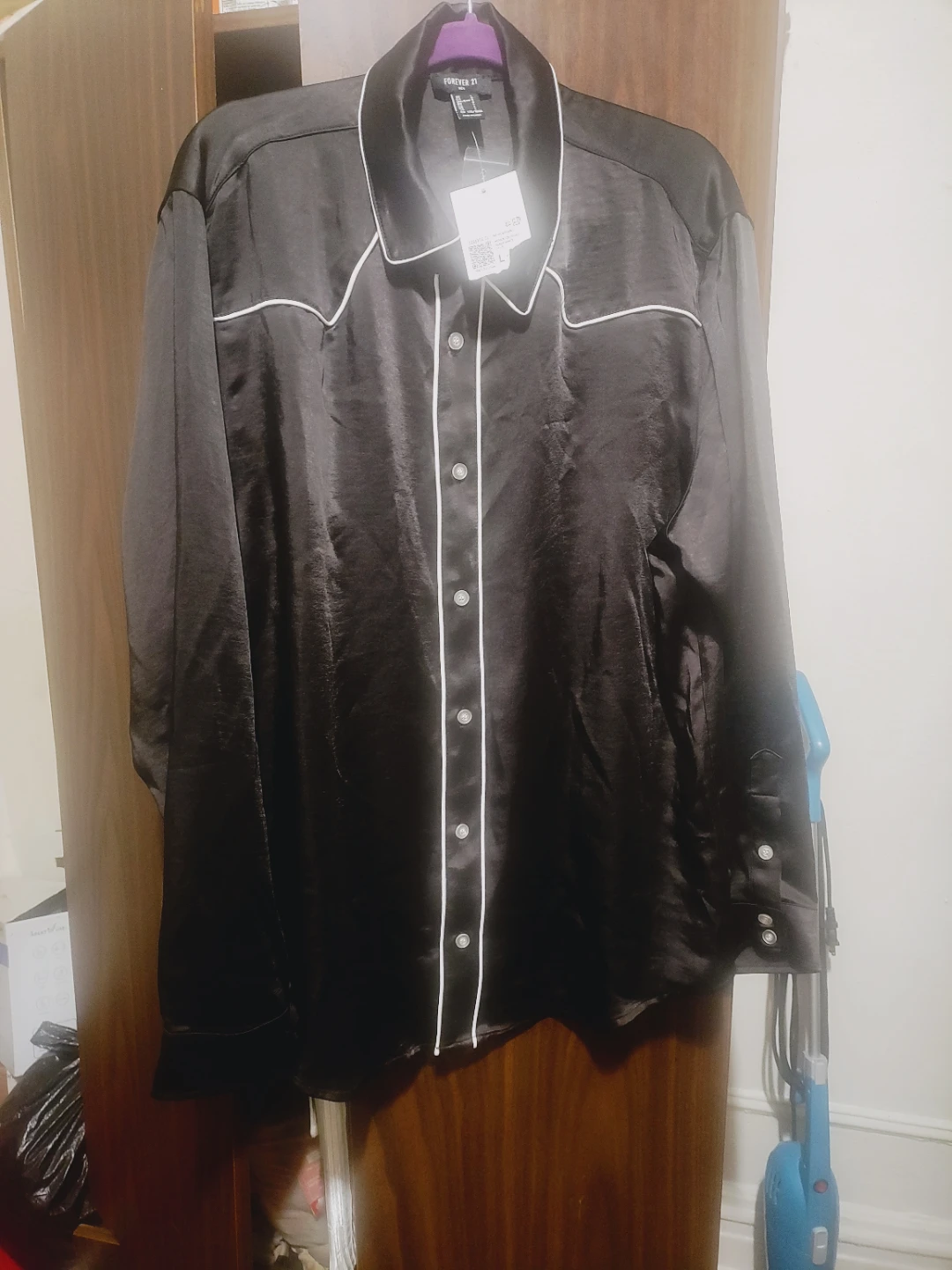 Forever 21 Men's Black Western Shirt Size L - photo 2