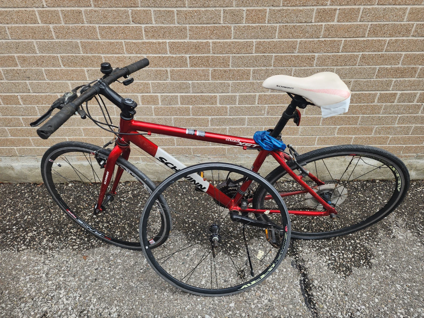 Red Schwinn Circuit Hybrid Bike