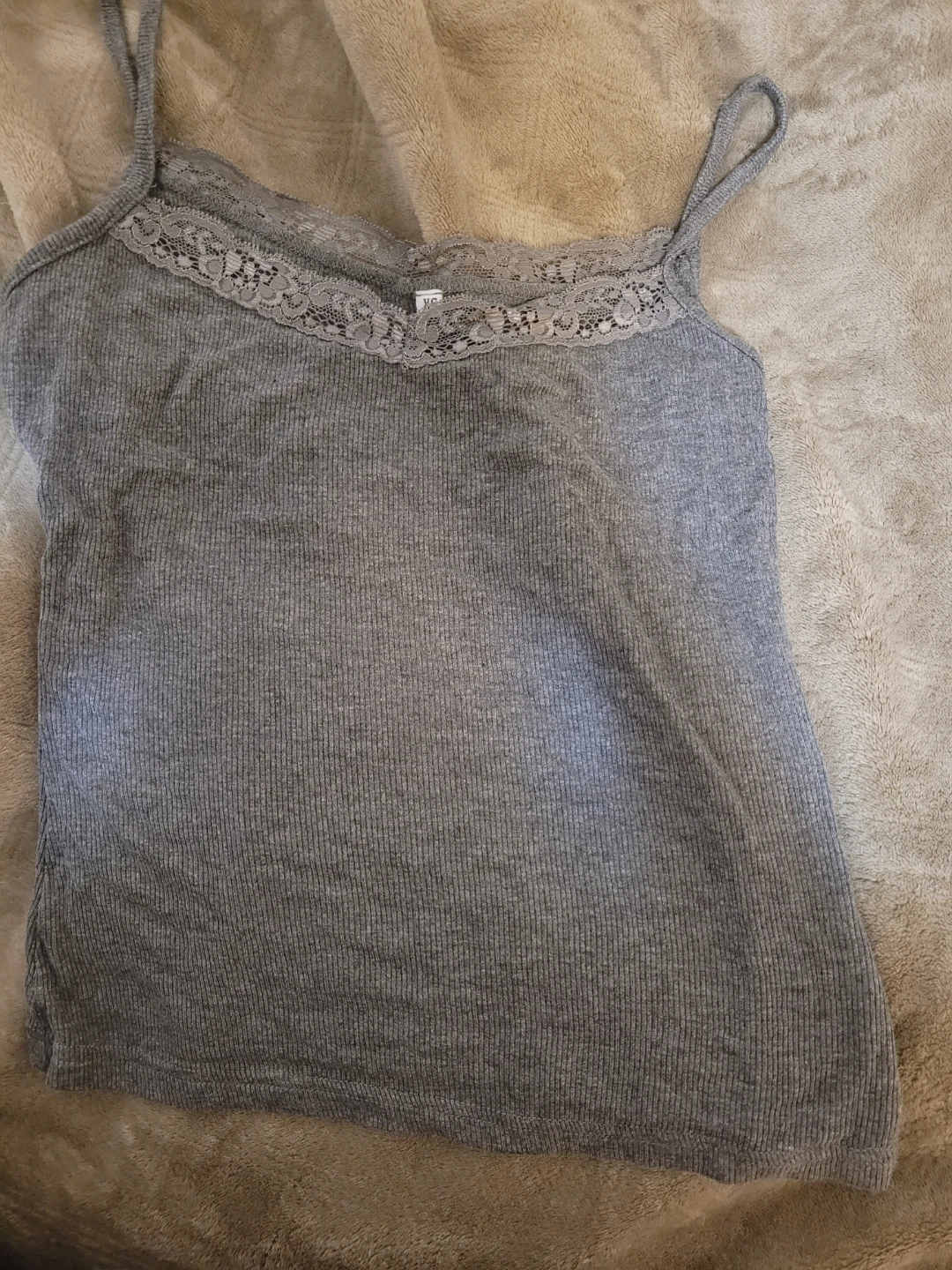 Grey Lace Trim Camisole Top - photo 2