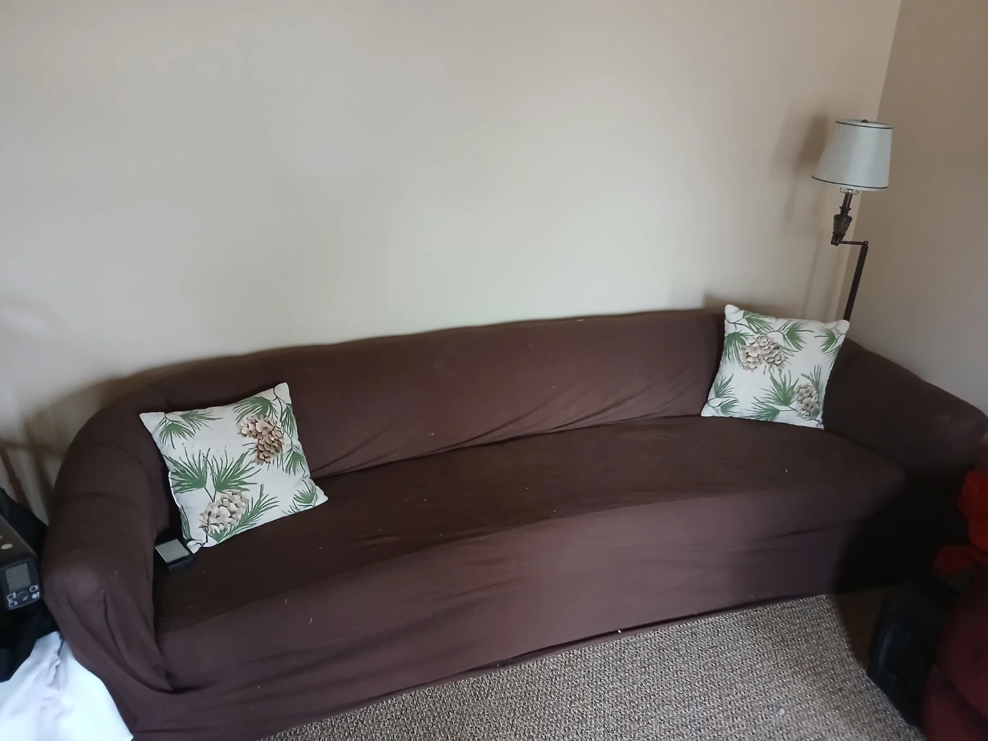 Brown Couch Sofa with Decorative Pillows