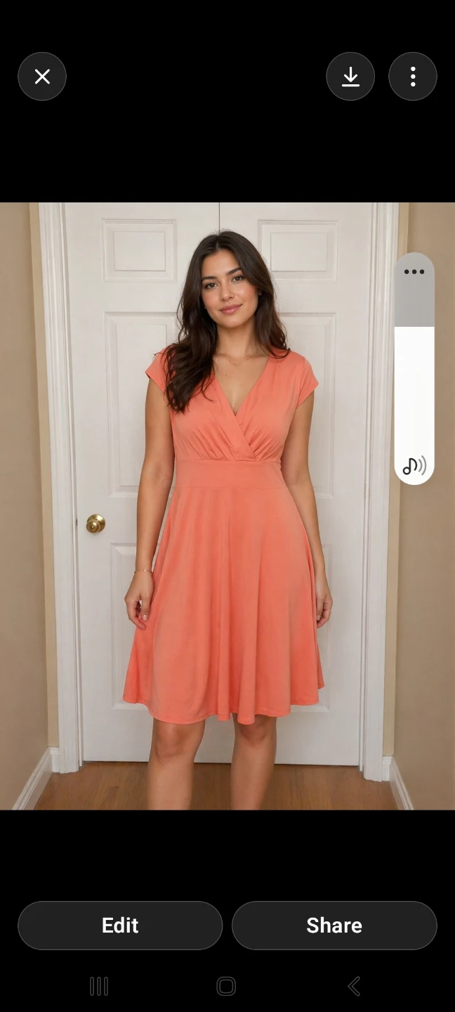 Chic Nova Women's Coral V-Neck Cap Sleeve Dress