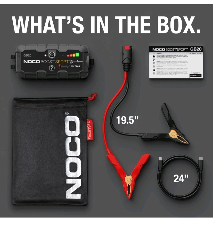 Powerful"NOCO Boost Sport GB20 500A Lithium Powered Jump Starter - photo 3