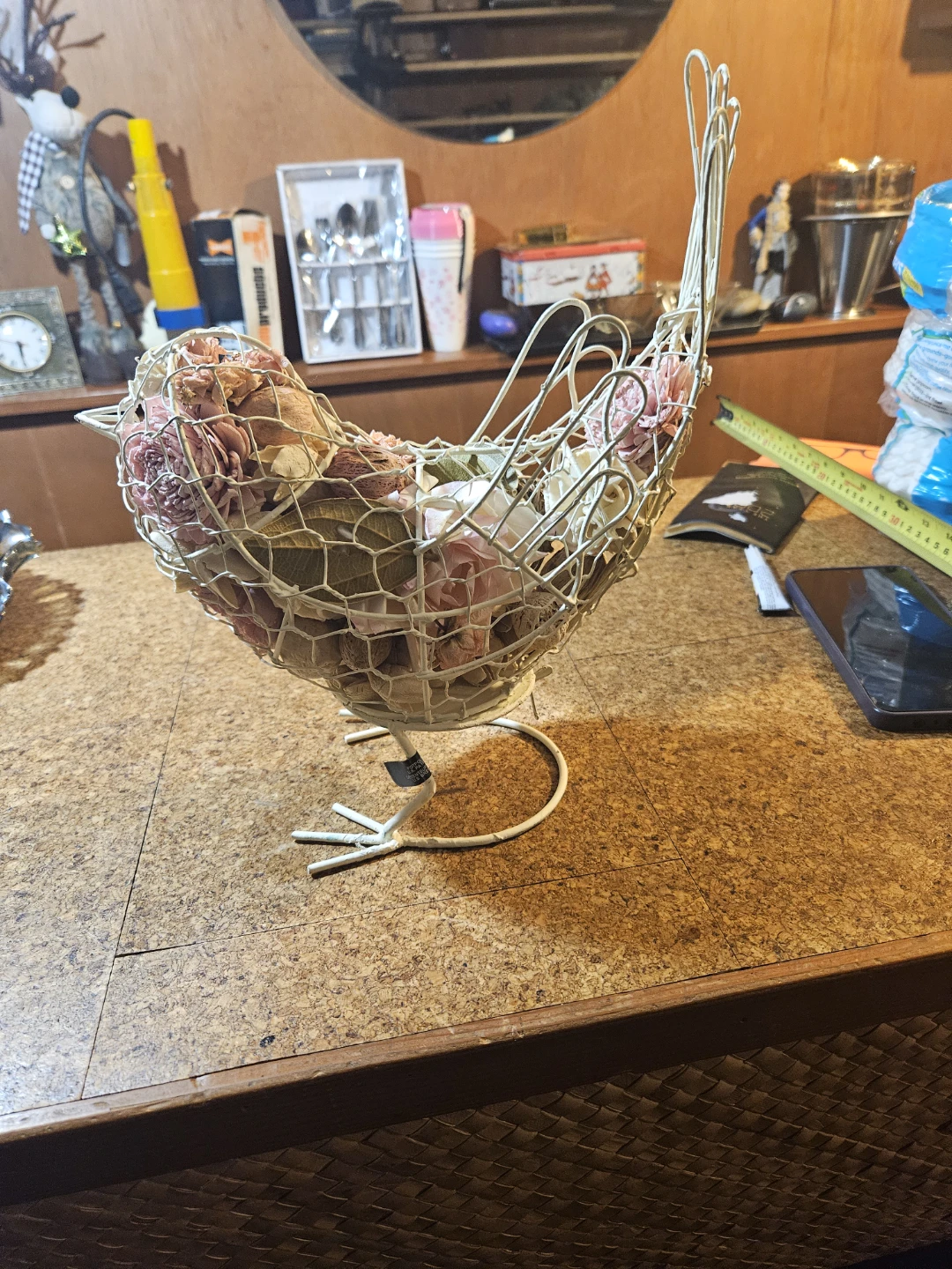 Wire Bird Basket with Dried Flowers - photo 2