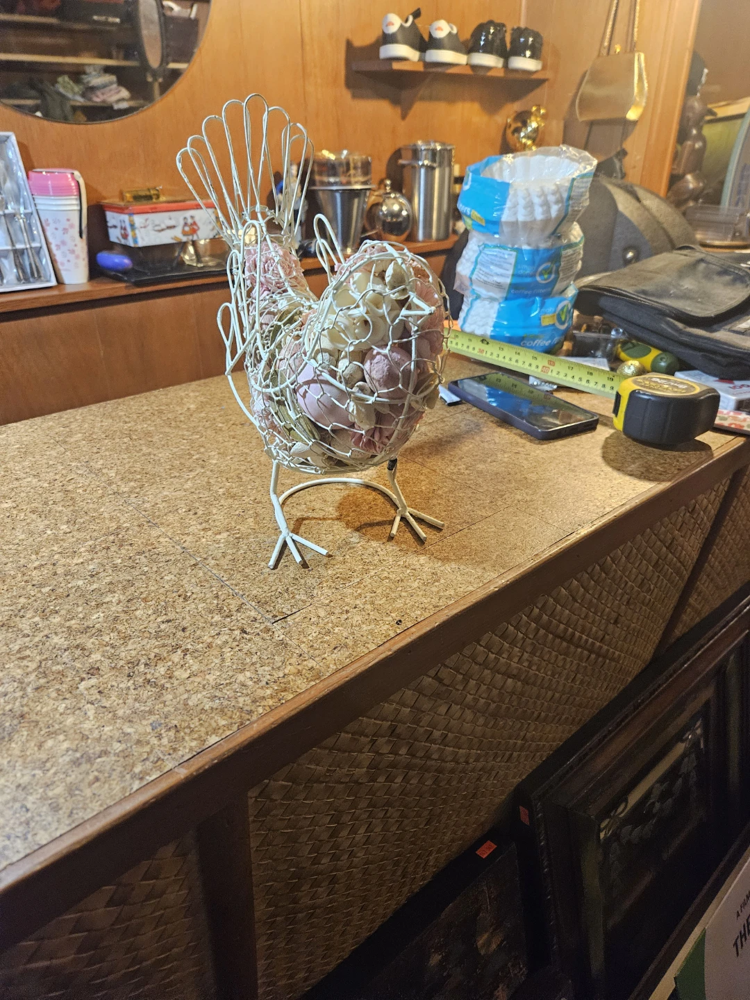Wire Bird Basket with Dried Flowers - photo 3