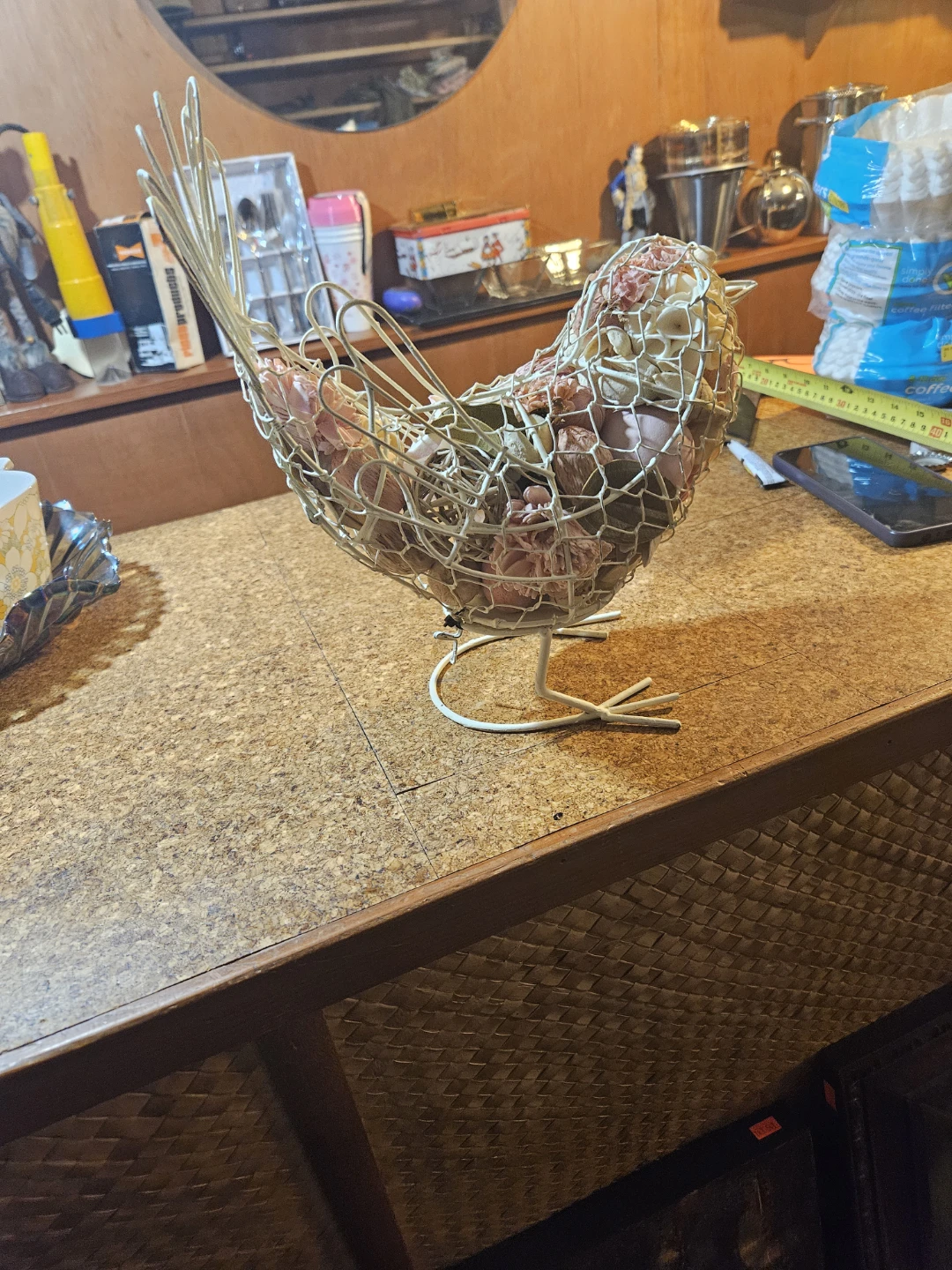 Wire Bird Basket with Dried Flowers - photo 4