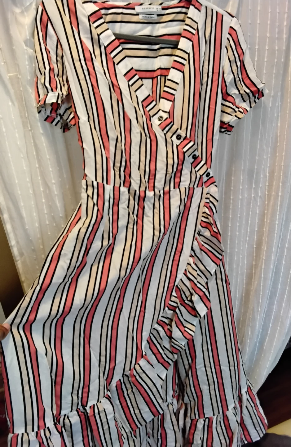 Reserved Striped Wrap Dress