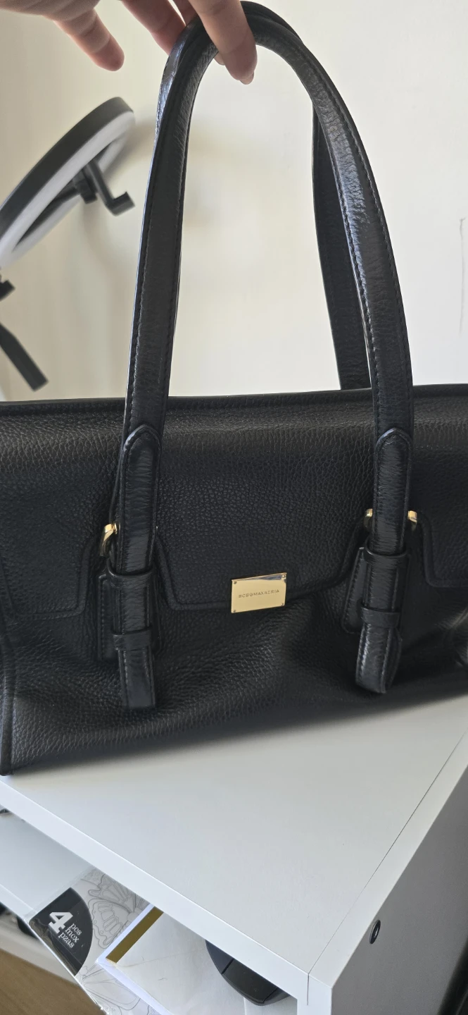 BCBGMAXAZRIA Black Leather Satchel Handbag