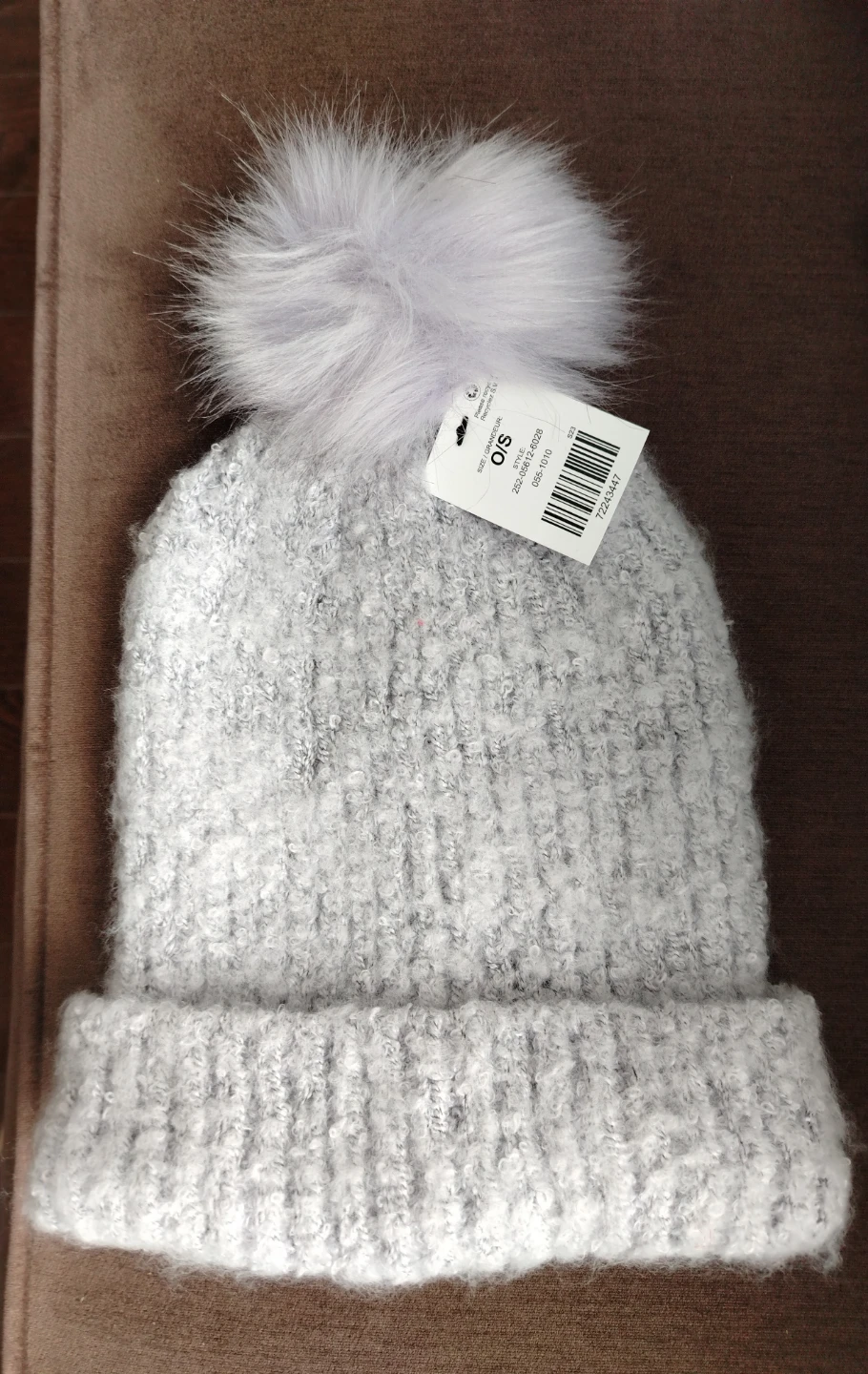Brand new with tag mauve Grey winter hat with cute pompom