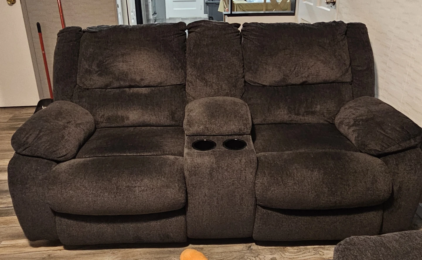 Grayish blue reclining sofa and love seat - photo 2