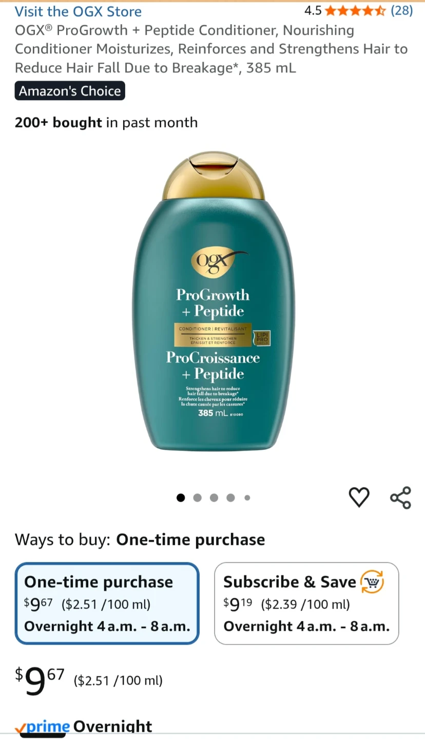 OGX ProGrowth + Peptide Conditioner 385 mL