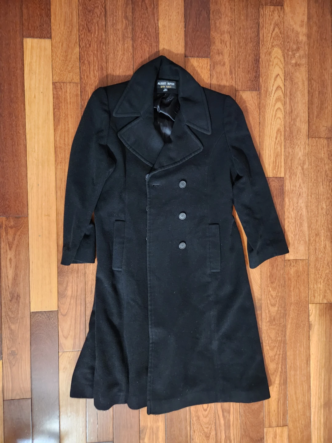 Albert Nippon Gold Label Women's Black Wool Blend Overcoat