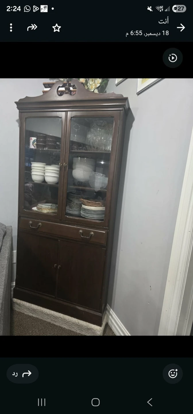 Wooden China Cabinet with Glass Doors - photo 2